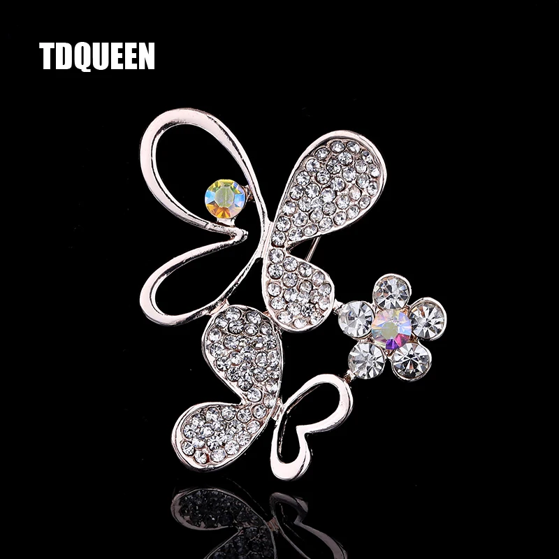 Женские броши TDQUEEN Стразы в виде бабочки для костюма значки аксессуары большого