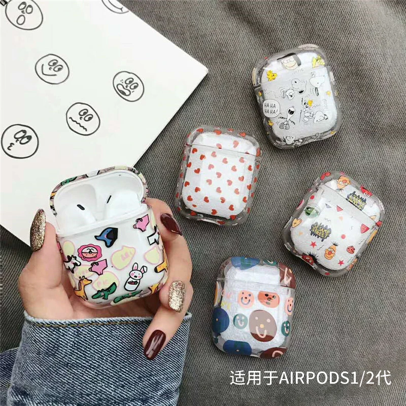 Чехол для AirPods 1/2 жесткий пластиковый чехол с Bluetooth и милым изображением животного
