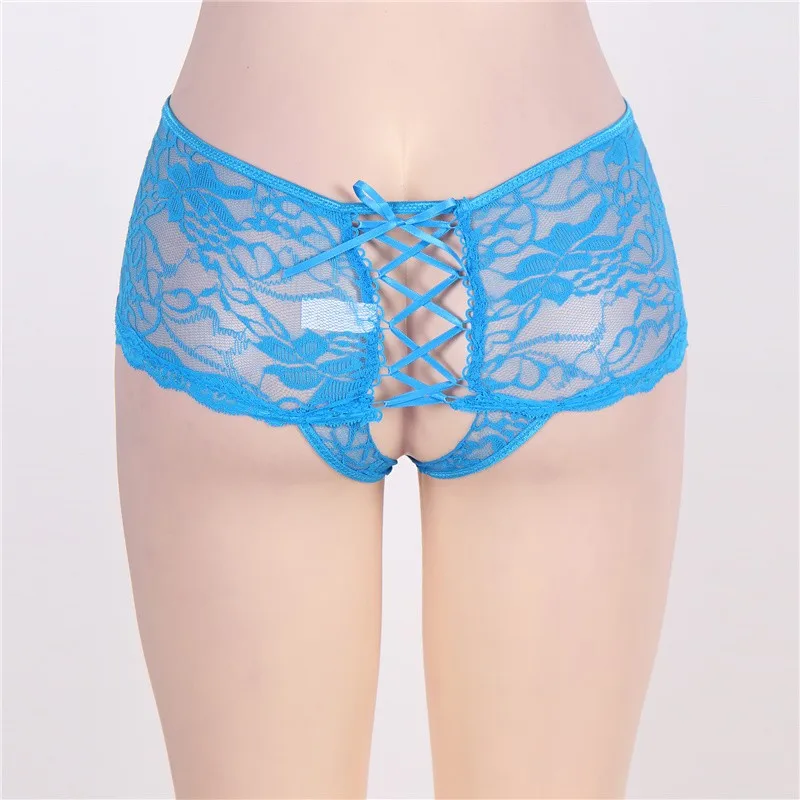 blue panties Горячее сексуальное женское нижнее белье, нижнее белье, прозрачные кружевные сексуальные трусики, открытые трусики размера плюс 6XL, трусики с открытым дном - Цвет: blue panties