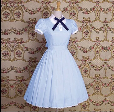 Lolita dress Princess Cotton Short-sleeved Vintage Summer Pleated | Тематическая одежда и униформа