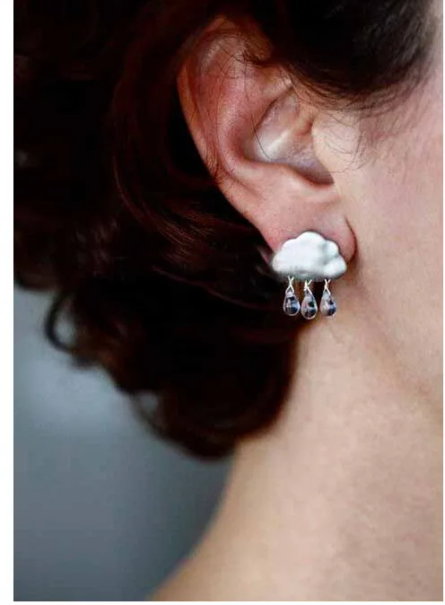 Luna Chiao Cute Mini Metal Stud Earrings for Girls South Korean Style Fashion Jewelry Clould Shape Earring with pearl Drops | Украшения и