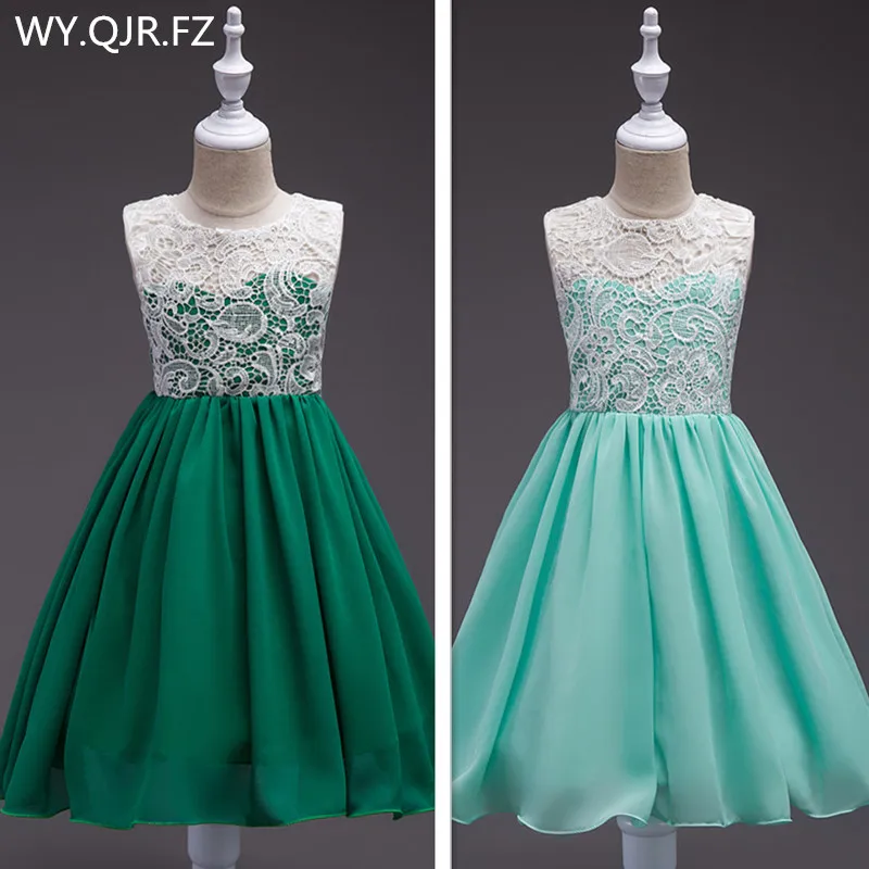

BH560#Flower Girl Dresses Green European American wedding party prom chiffon costume flower child's princess dress wholesale