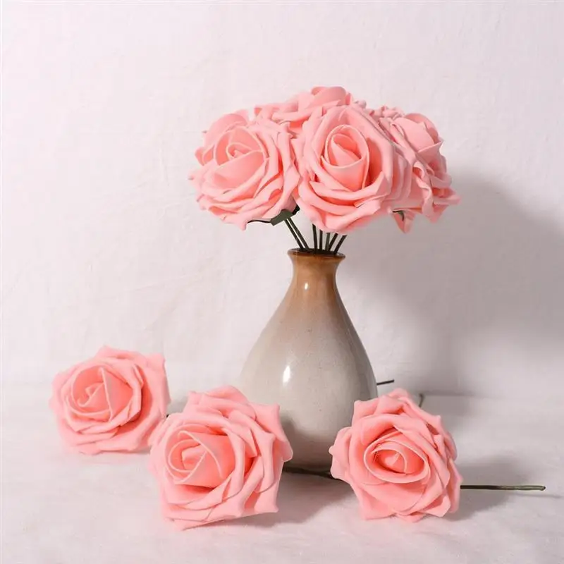 

50PCS Elegant Artificial Roses Flowers Foam Roses Simulation Flowers With 7.09'' Rod For Wedding Party Ornamnets