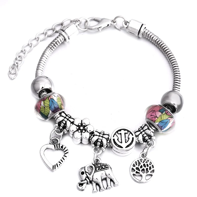 

Fashion Glamour Bangle Jewelry 6 Colors Metal Lobster Buckle Snake Chain Beaded Bangles For Women Summer Bracelet Romantic Gift