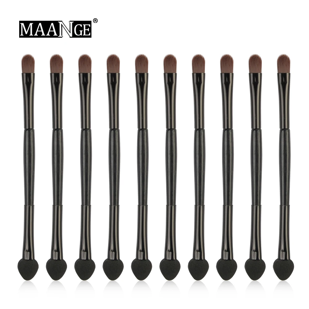 10pcs 10 шт Профессиональные глаза Красота Макияж набор двухглавый тени для век брови Губка голова макияж кисти Косметическая кисть Инструменты - Handle Color: 10pcs