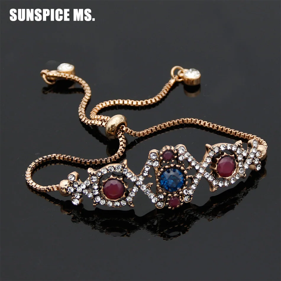 Модный турецкий женский браслет Ehnic из смолы античный золотой цвет полый