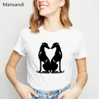 Черно-белая футболка с принтом собаки, женская одежда 2021, забавная футболка, женские летние топы, женская футболка