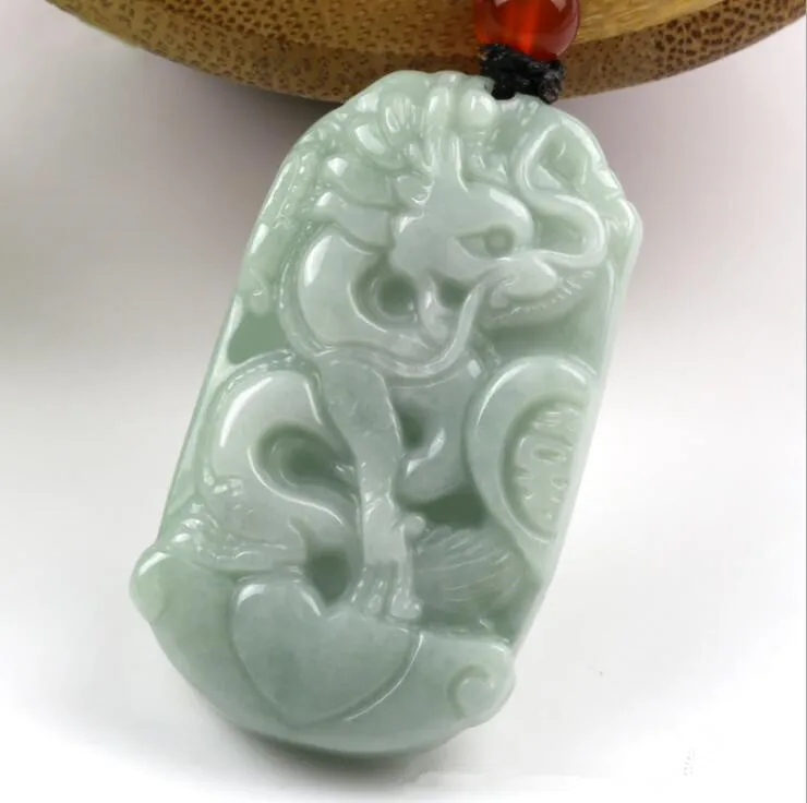 40*23*7mm Natural jadeite jade Dragon and Phoenix Yu pei love's Jade pendant necklace for women men | Украшения и аксессуары