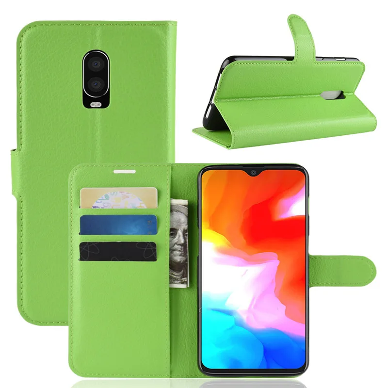 Для Oneplus 6 T бумажник флип кожаный стоячий кейс держатель TPU чехол для телефон