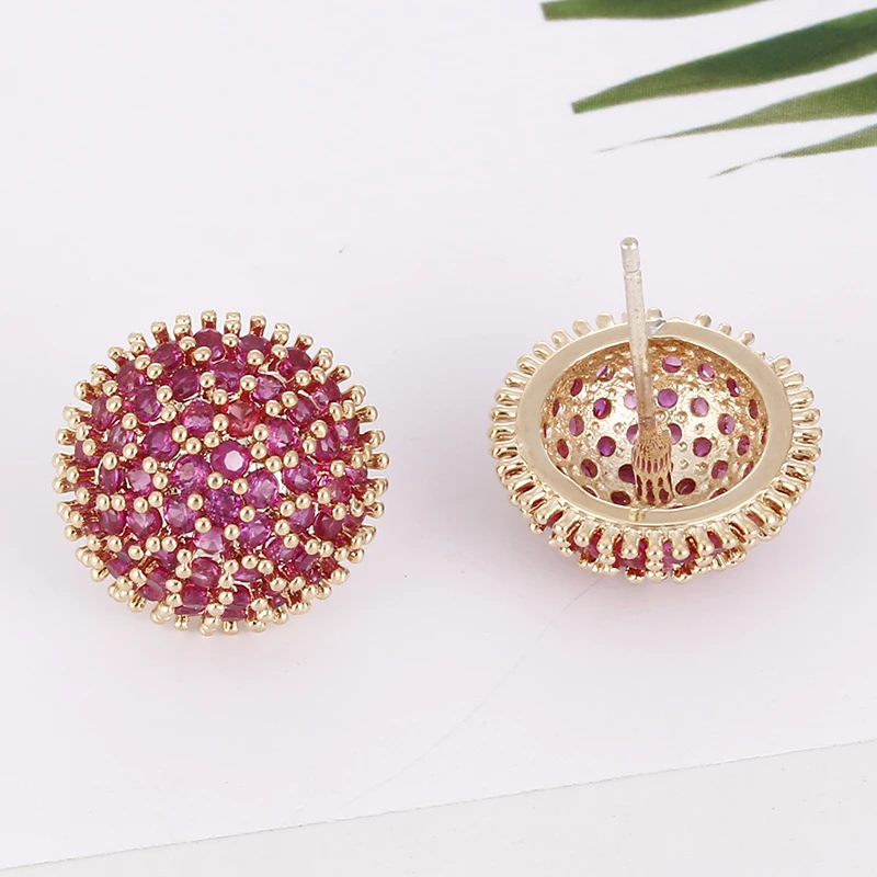 Druzy зеленый круглый панк серьги гвоздики для женщин Черное золото Цвет AAA кубический цирконий Богемия романтические маленькие серьги украшения Африки