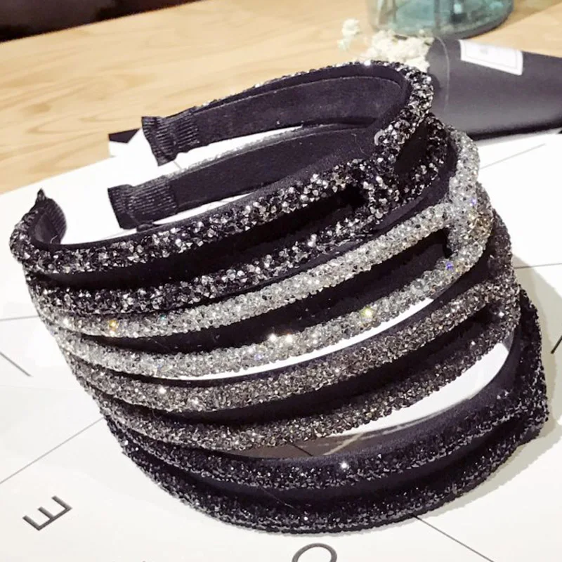 New Fashion Rhinestone Crystal Cross Hair Bands Unique Design Wide Hairband Headbands for Women Girl Shiny Hoop Hair Accessories