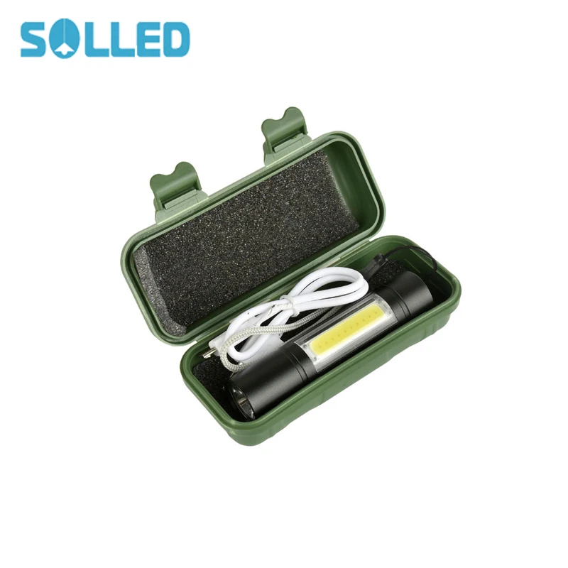 Светодиодный Перезаряжаемые фонарик Pocketman XPE + COB светодиодный 14500 Батарея