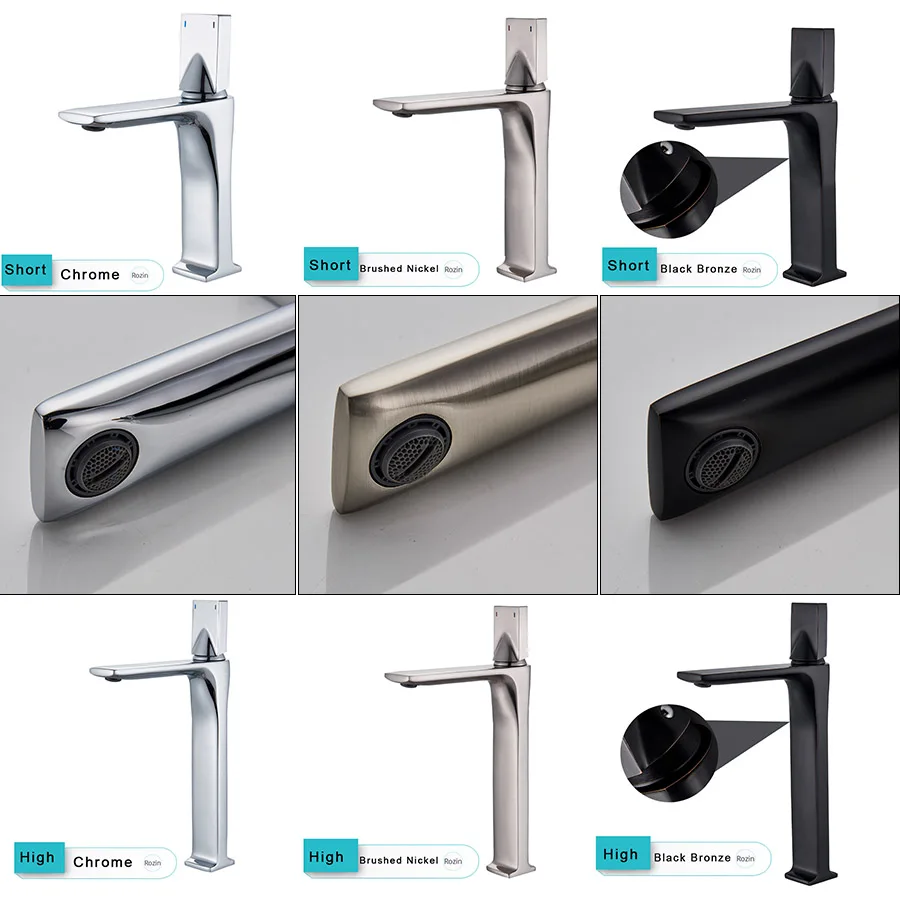 

Chrome Square Bathroom Sink Faucet Single Lever Bathroom Sink Mixers Cold and Hot Water Vanity Sink Tap Single Hole