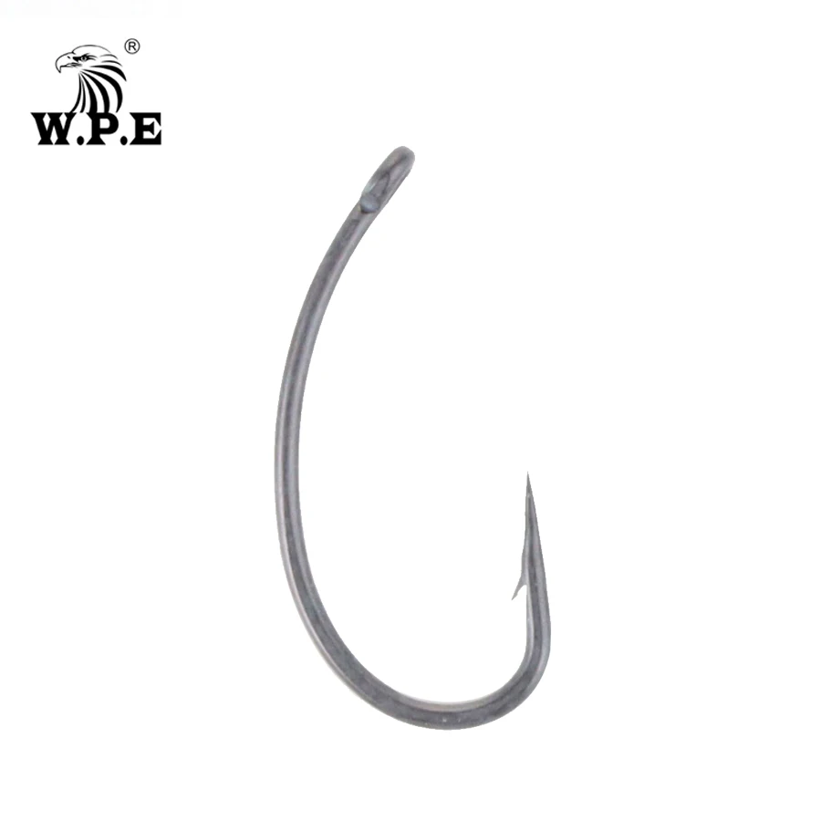 W. P. E рыболовный крючок с тефлоновым покрытием 30 шт./набор, рыболовный крючок для ловли карпа, матовый серый, с колючей кривой хвостовиком, рыболовные крючки, рыболовные снасти