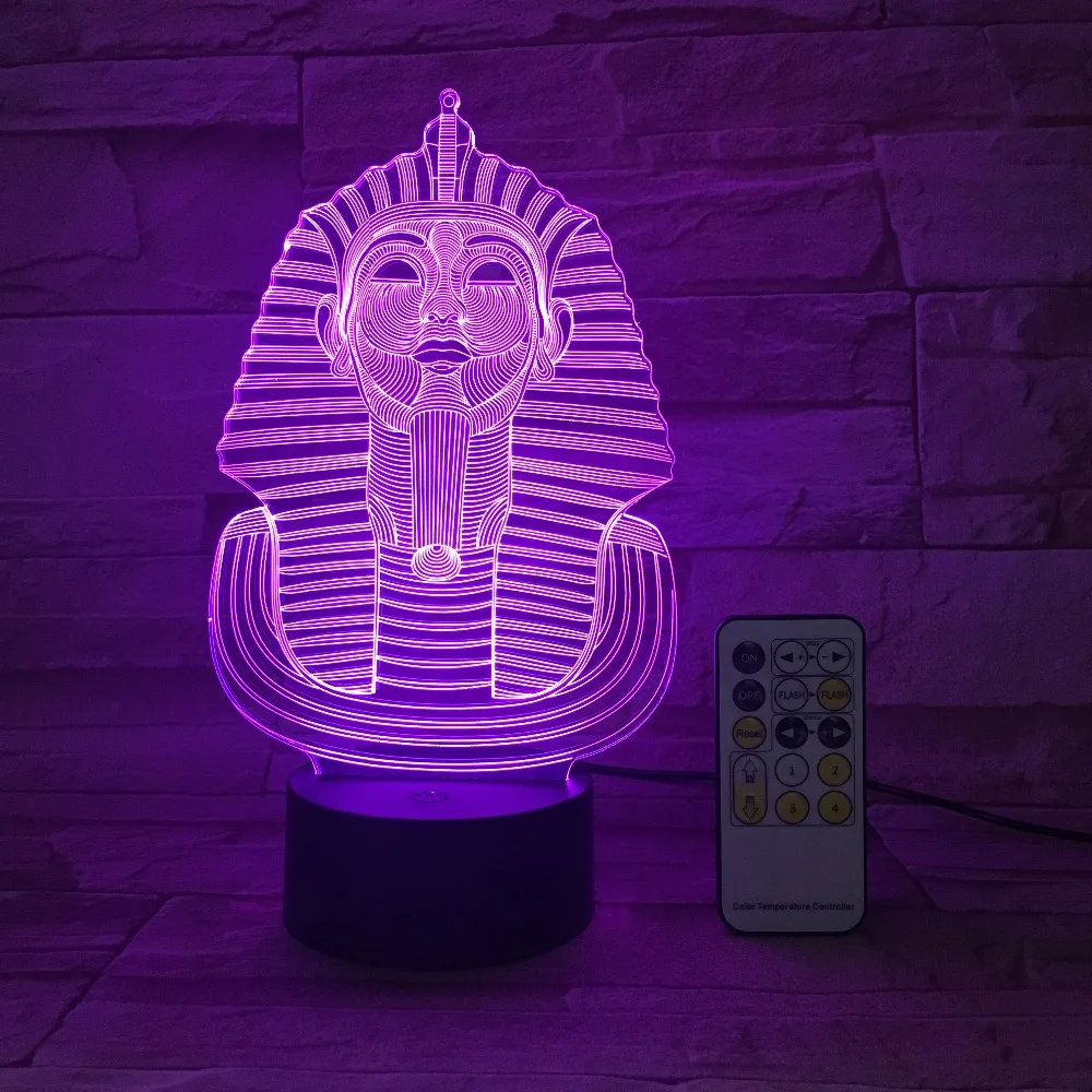

LED 3D Lamp Egyptian Sphinx Pharaoh LED Lamp USB Night Light Touch Remote 7 Colors Change Room Decor Gift 3D-672