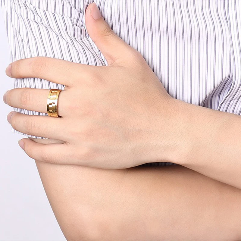 Титановое кольцо-Спиннер с квадратной текстурой для мужчин кольца из