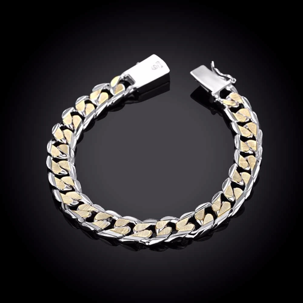Мужские украшения браслет Pulseras 925 Серебро 10 мм ширина 21 см толстый изысканный