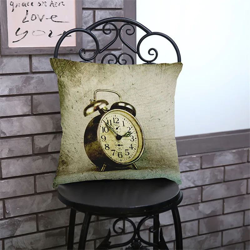 Ретро часы креативный телефонный фильм карта печать подушка чехол наволочка для