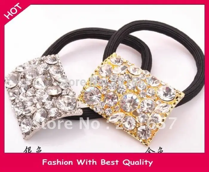Новинка 2021 модная квадратная резинка для волос из сплава с драгоценными камнями