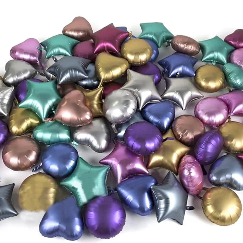 10 шт. круглые хромированные металлические шары в форме сердца и звезды декор для