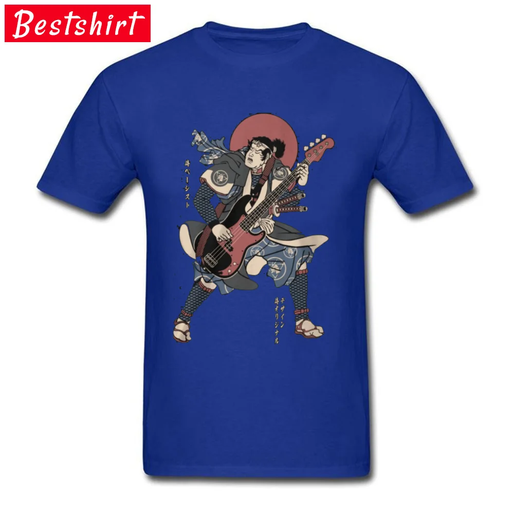 Samurai Bassist электрическая гитара счастливая Футболка хлопок мужские топы рубашки ретро музыкальный инструмент отец футболка 3XL одежда