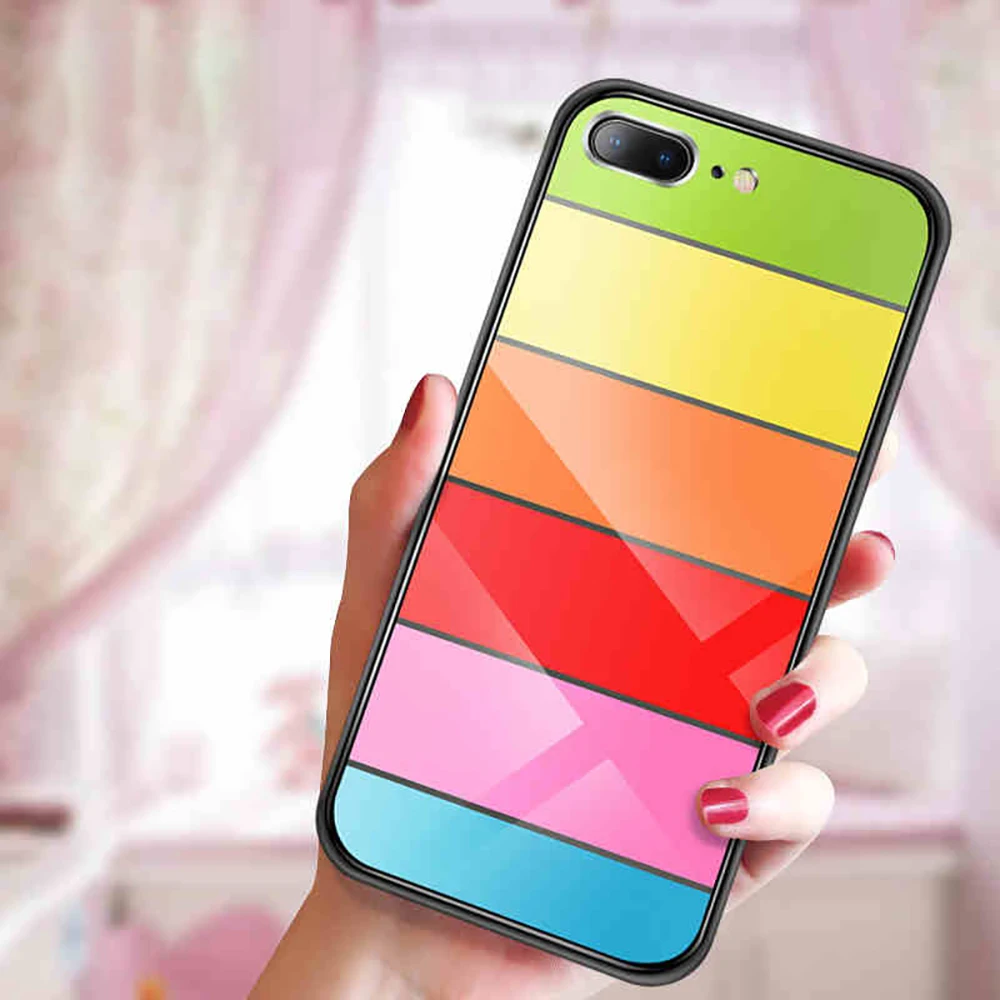 NYFundas для iphone 8Plus 7 6 6S Plus X прозрачное закаленное стекло Радужный ударопрочный