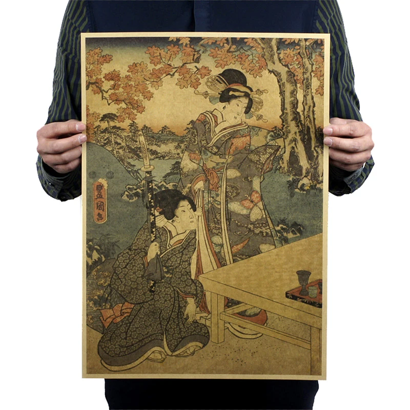 1 шт. Бар Кафе декоративная живопись Ретро японский Ukiyoe Гейша Винтаж Плакат из крафт-бумаги