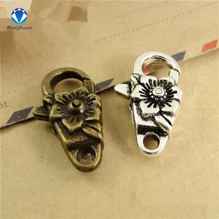 10 шт./лот Античный Серебряный цветок застежка карабин крючки для ожерелья