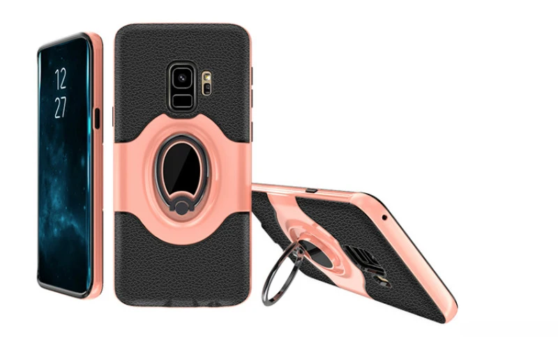 Rose Gold Для samsung Galaxy S7 край автомобили случае магнитное кольцо держатель задняя крышка телефона чехол протектор для Galaxy S9 S9 плюс s8 Note8 - Цвет: Rose Gold