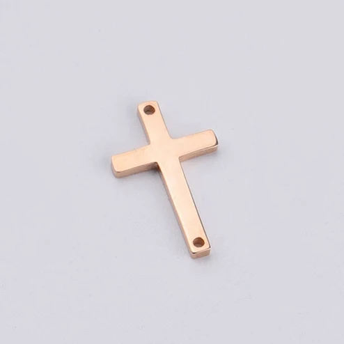 rose gold Semitree 5 шт./лот из нержавеющей стали крест браслет Разъемы Подвески для ожерелья медальон DIY ювелирных изделий аксессуары ручной работы - Окраска металла: rose gold