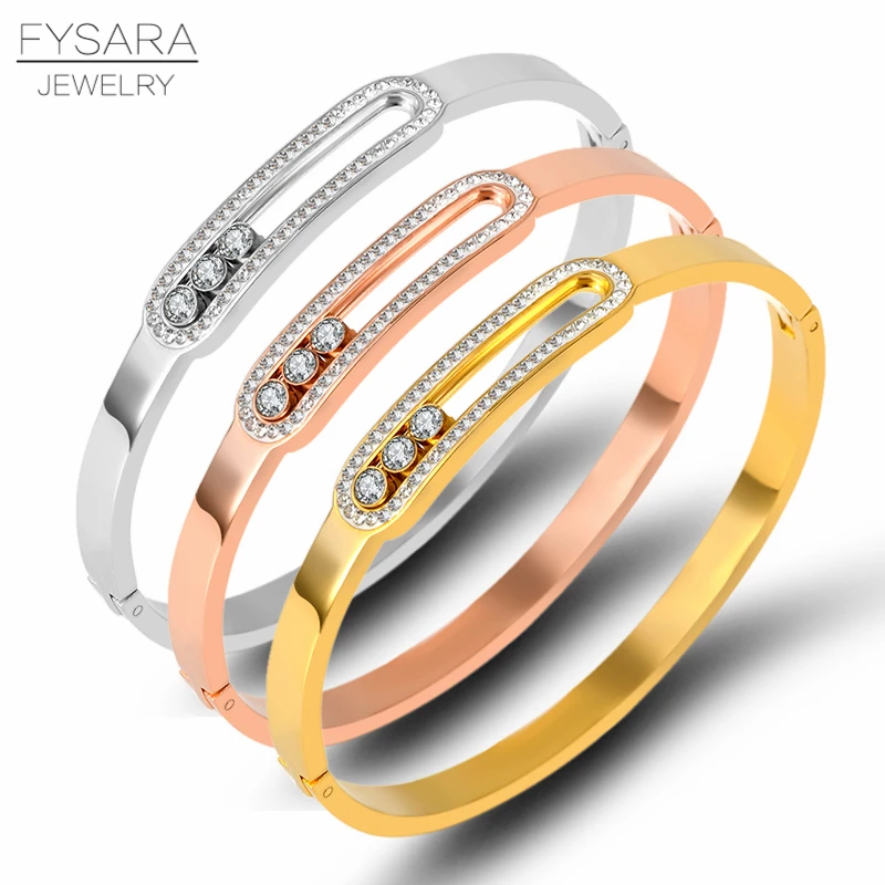 Роскошные браслеты FYSARA с кубическим цирконием из нержавеющей стали и для женщин