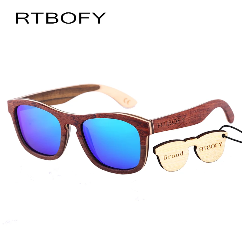 RTBOFY 2017 Ретро Бамбук деревянные очки солнцезащитные мужские Дизайнер Очки