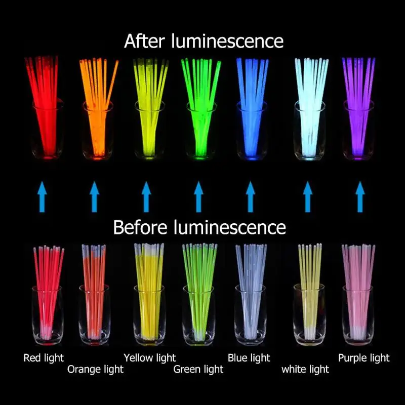 100 шт флуоресцентные светящиеся палочки Браслеты Ожерелья для свадебной