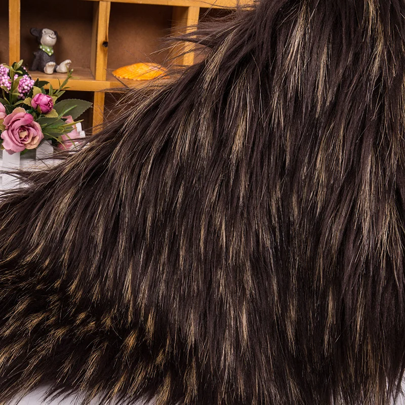 Плотный 5 см длинный искусственный мех жаккардовая плюшевая ткань для пальто