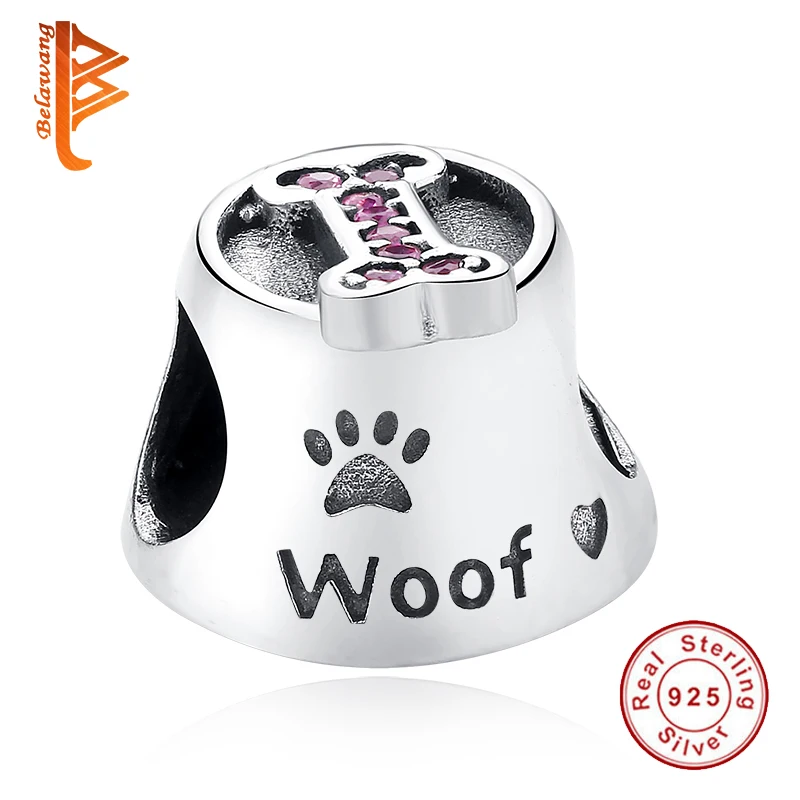 BELAWANG 925 Sterling Silver Paw Print Woof Animal Charms Bone Beads Fit Original BW Bracelet Bangle DIY Jewelry Making | Украшения и