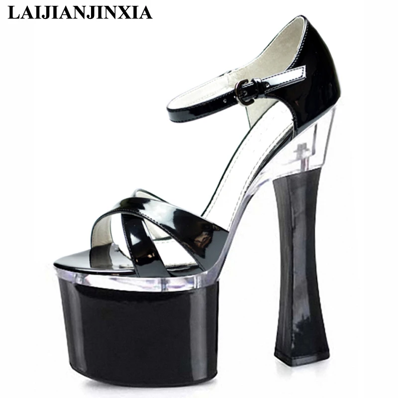 Same Star Women Dancing Shoes Wedding Party 18cm Square High Heels Platform Sandals Pole Dance Shoes