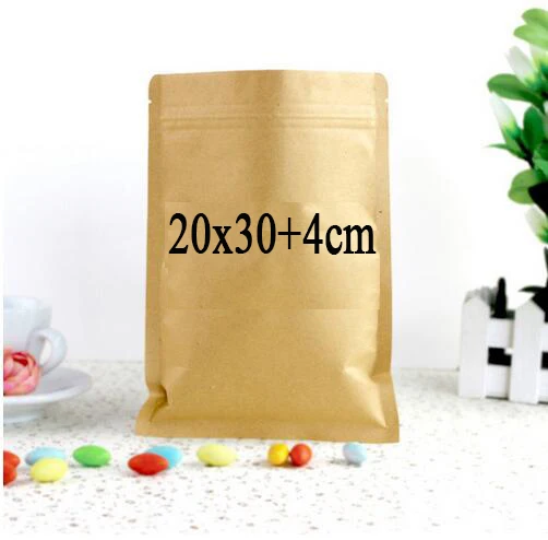 8 шт./упак. нагреваемый уплотненный стоьте вверх Ziplock клапан крафт Бумага нагрудная сумка сумки W/матовое стекло окна печенья дой-Пак молния сумка для хранения - Цвет: 20X30CM