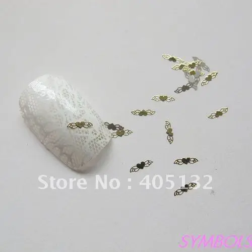 Прибл. 1000 шт./пакет металлические Золотые крылышки дизайн сердца неклеящиеся