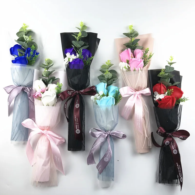 Модный оригинальный сувенир 3 шт. ароматизированное мыло с лепестками роз для