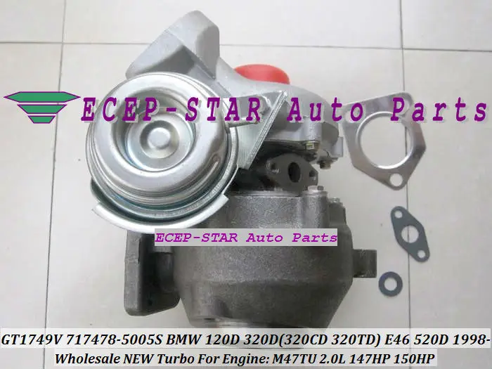 Турбокомпрессор GT1749V 717478 5006S 0004 для BMW 120D 320D 320CD 320TD E46 520D 1998 M47TU 2.0L D 147HP 150HP|turbocharger