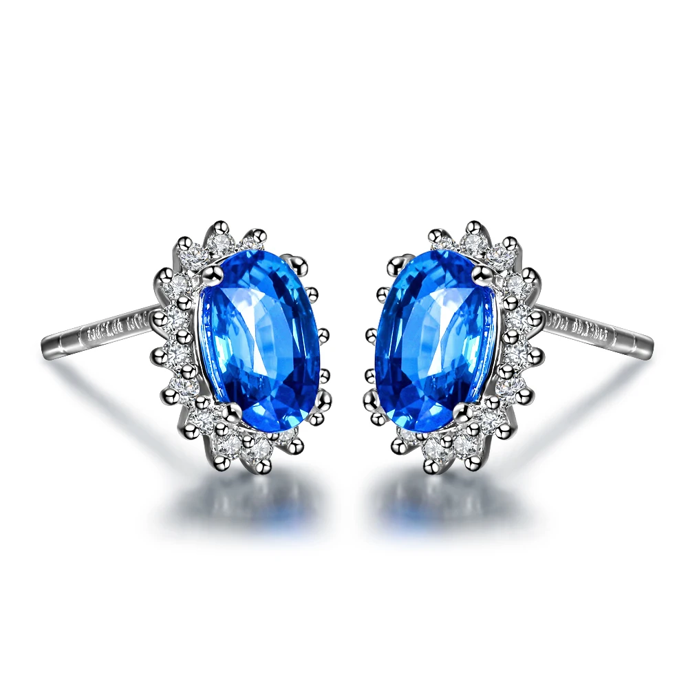 1.2CT сапфировые алмазные серьги GVBORI 18K белые золотые синие Серьги с драгоценными