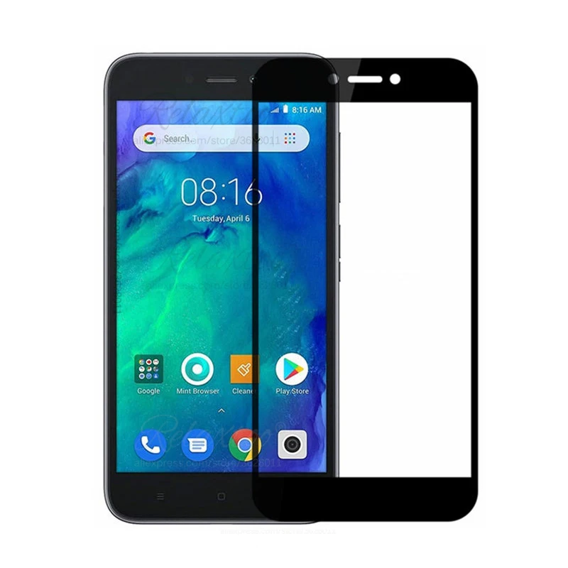 Black Защитное стекло для Xiaomi Redmi Go, Защитное стекло для экрана для Redmi go, закаленное стекло, полное покрытие, пленка 9h - Цвет: Black