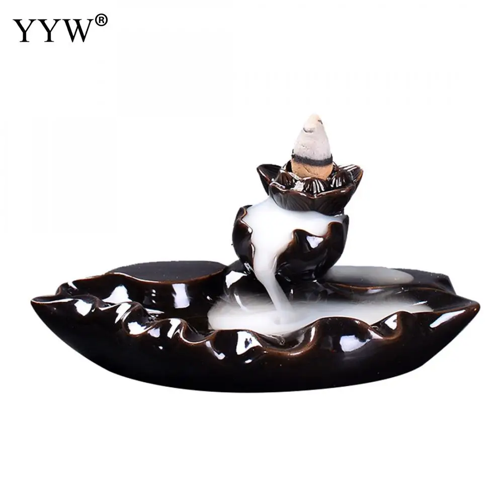 

Backflow Incense Burner Holder Incense Cone Holder Censer Aromatherapy Home Decor Porcelain Burner Crafts Gift Send 10pcs Cones