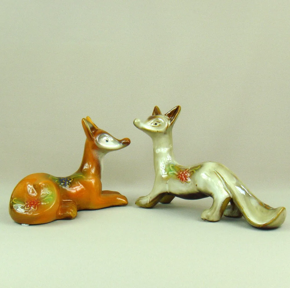 Художественная фарфоровая статуэтка для декора влюбленных лисиц керамика его и