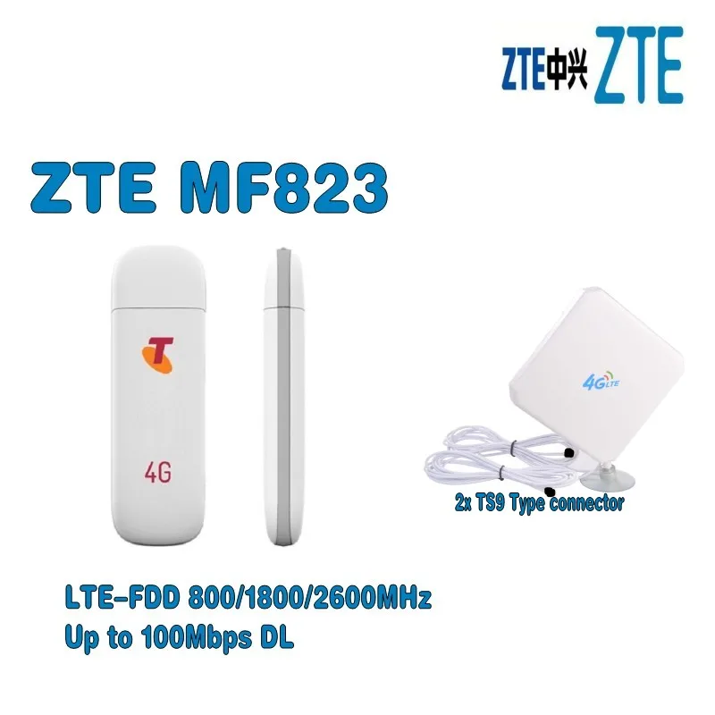 Новый Z T E MF823 LTE 4G разблокированный мобильный модем 100 Мбит/с 3G Модем + антенна 35dbi TS9