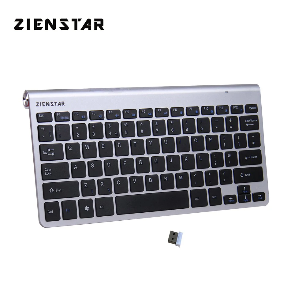 Zienstar английский язык Великобритании ультра тонкая 2 4G Беспроводная клавиатура