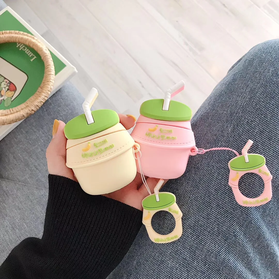 Чехол для наушников с объемным изображением бутылки молока AirPods чехол милым