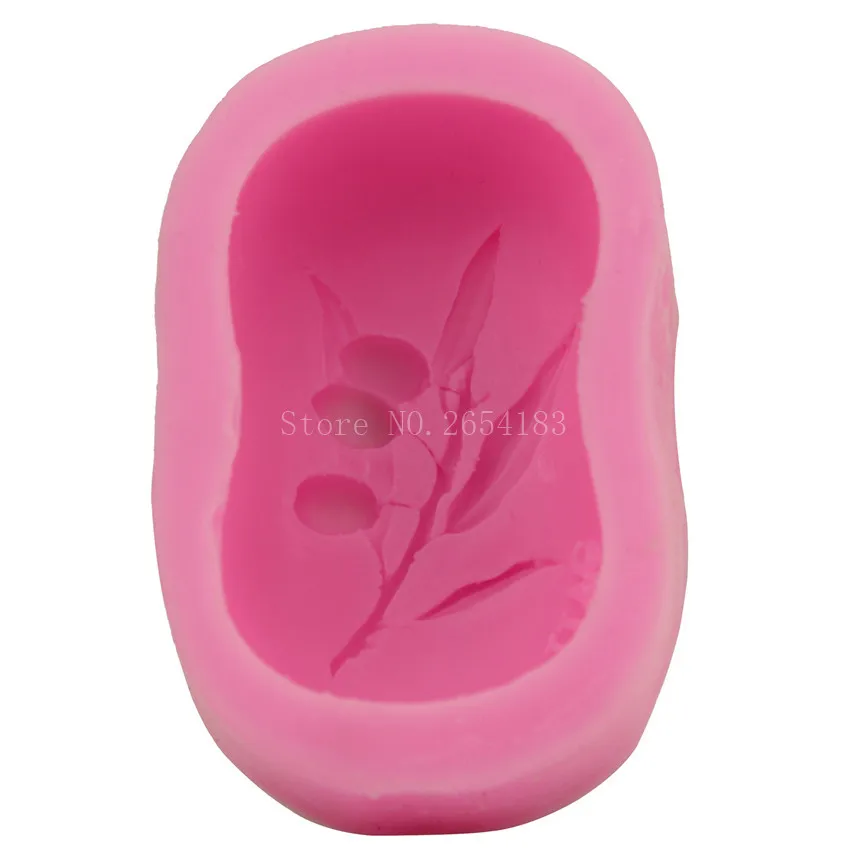 Силиконовая помадка в форме мыла с растительным оливковым узором 3D желейные