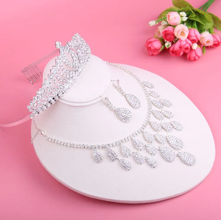 Свадебный головной убор zircao joia da coroa colar brincos tres pedaco terno do casamento acessorios vestido