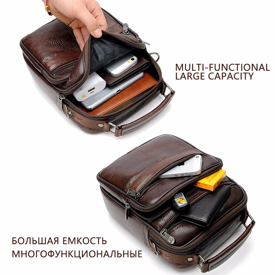 Мужская Дорожная деловая сумка через плечо из бычьей кожи |